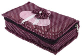 Kuber Industries Heart Home Cotton Multipurpose 7 Pocket Dot Printed Jewellery Storage Bag Pouch/Travel Kit Organizer (Purple)-KUBMART15427